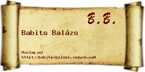 Babits Balázs névjegykártya