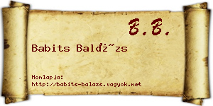 Babits Balázs névjegykártya